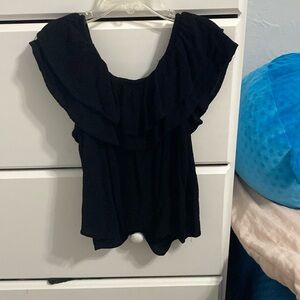 Black Ruffled Sleeves Off the Shoulder Top